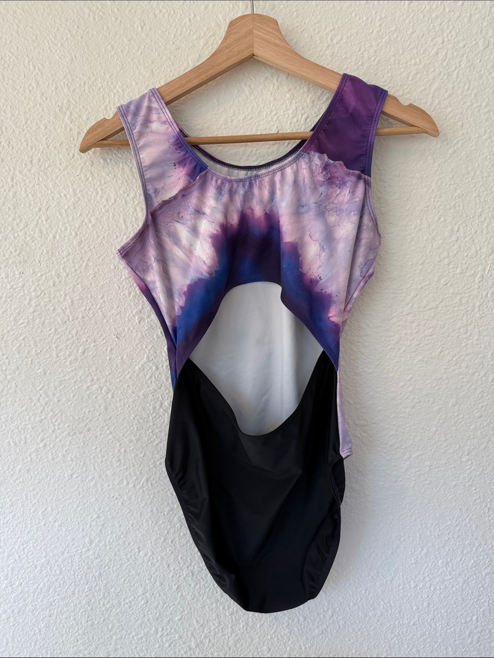 Girls'‎ Purple Marble Print Tank One-Piece Bodysuit - Picture 3 of 3